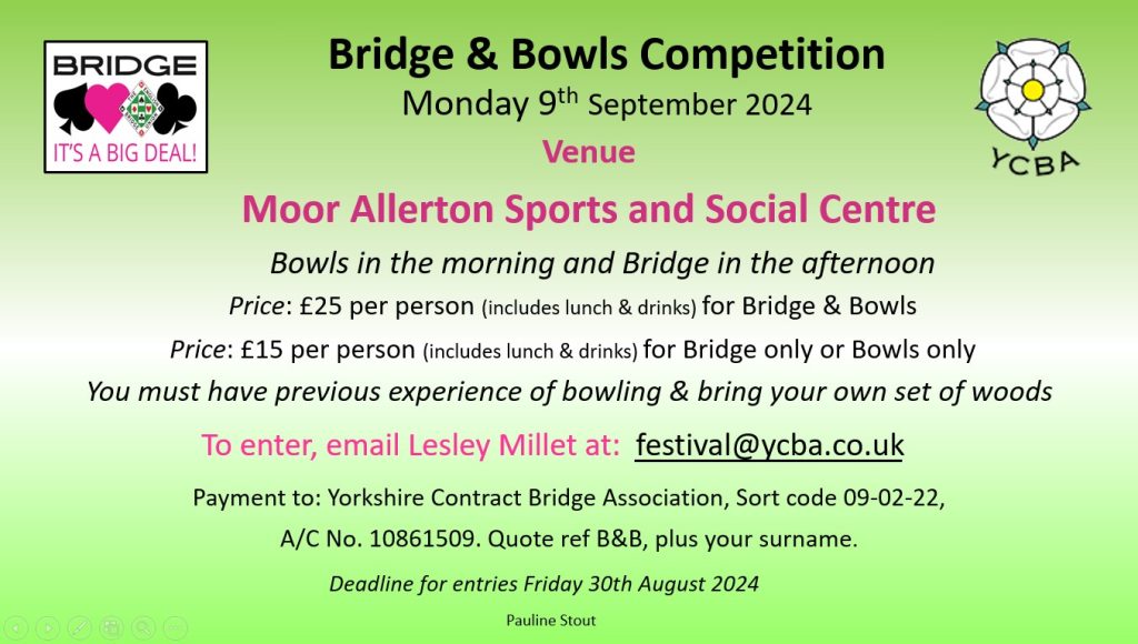 Festival of Bridge 2024 Yorkshire Contract Bridge Association